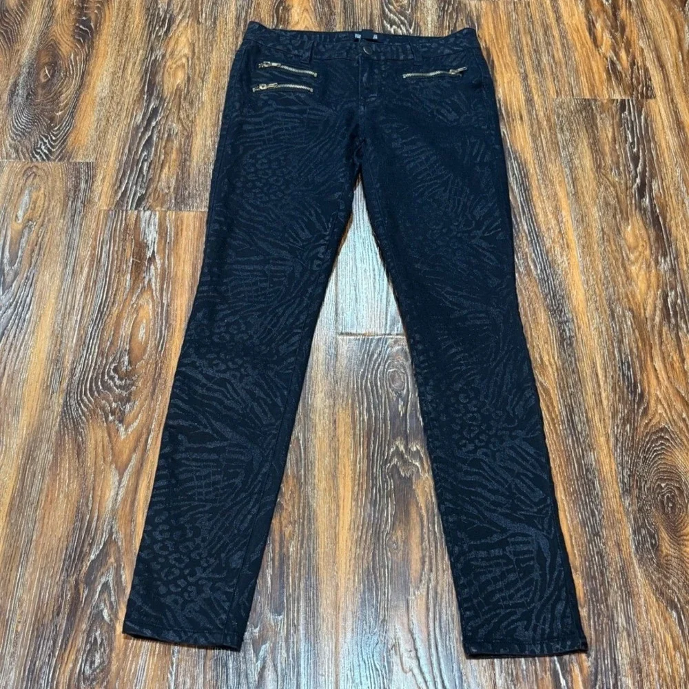 Forever 21 Size 26 Denim Black Animal Print Skinny Jeans Metallic Women's‎ Zebra